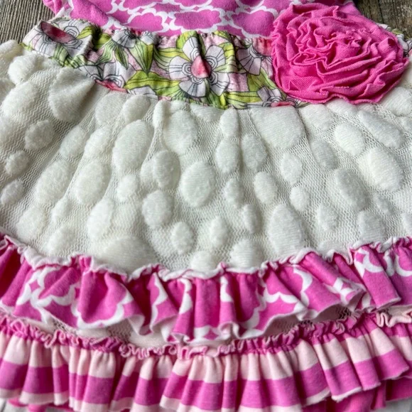 Giggle Moon Ruffle Dress Set Pink Floral Outfit Girls 24M Boutique - Picture 7 of 8
